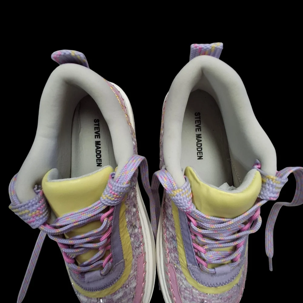 Steve Madden Charly Girl Youth Woven Multi Pastel Lace-Up Sneakers   Kids Size 4 - Picture 12 of 16